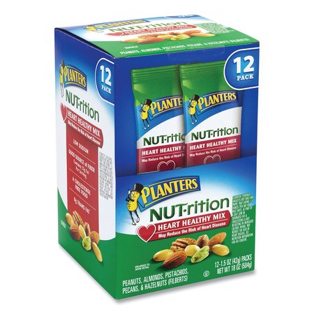 PLANTERS NUT-rition Heart Healthy Mix, 1.5 oz Tube, PK12 29169